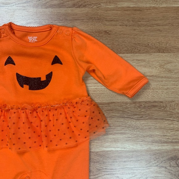 Carter's Halloween Jack O Lantern Pumpkin Tutu Sleep N Play Bodysuit Baby Girl - Picture 3 of 13
